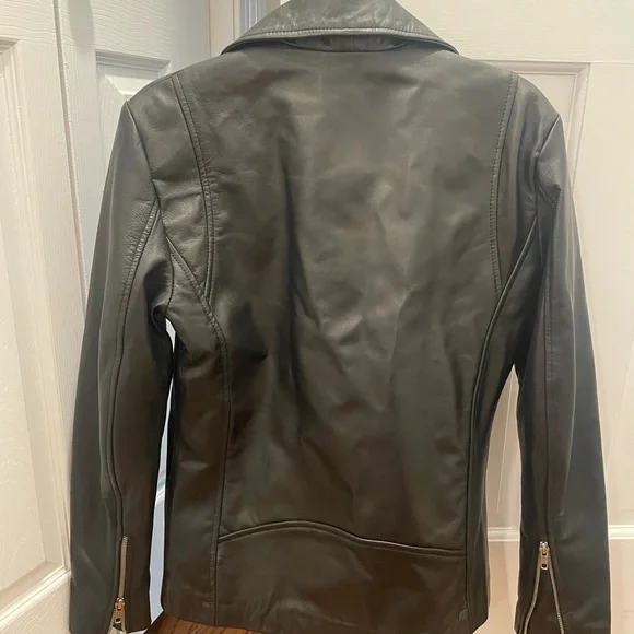 Black Handmade Real Leather Biker Jacket - Picture 5 of 9